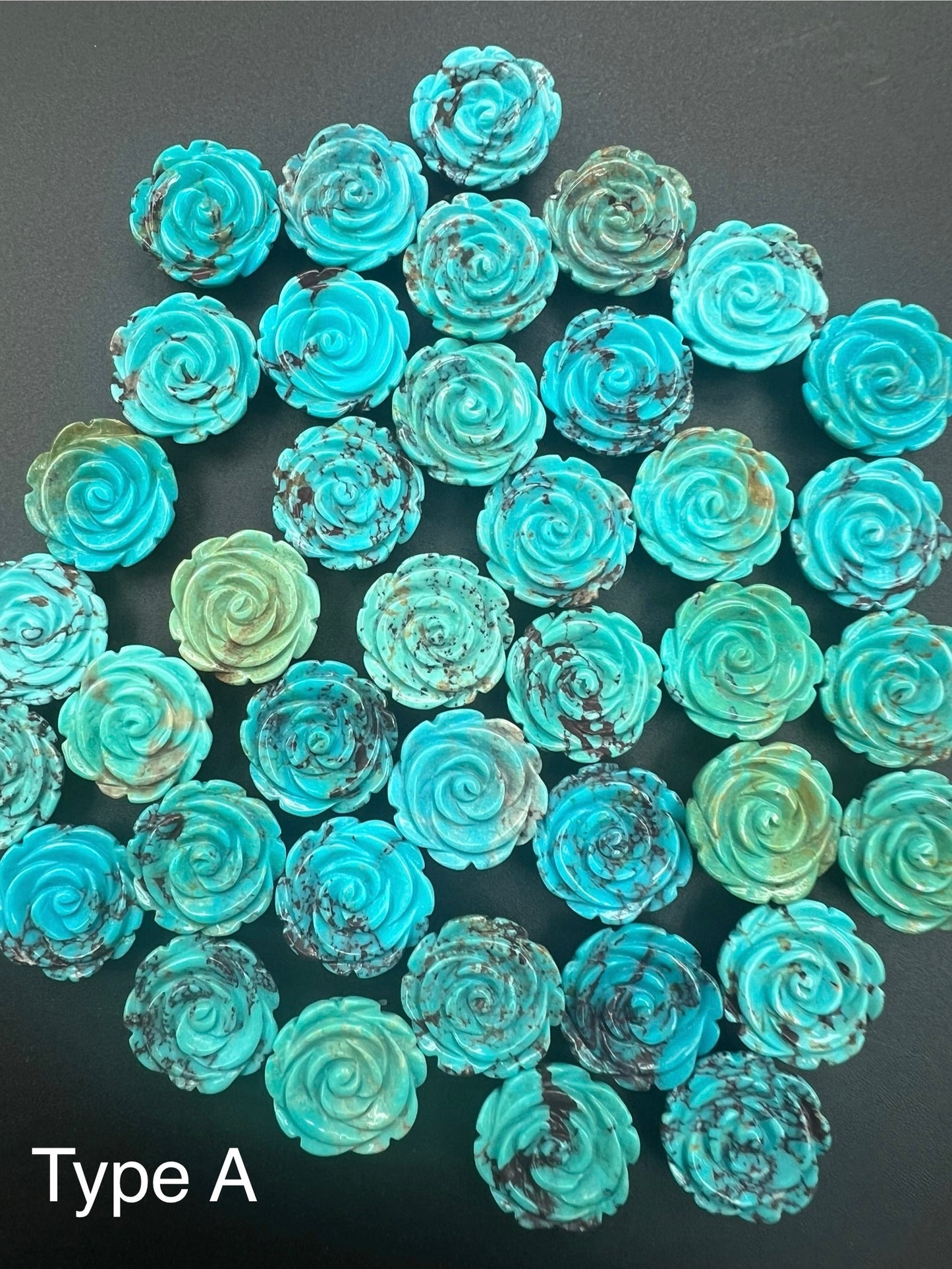 Turquoise Rose Loose Piece 16mm (Back Half Drilled)