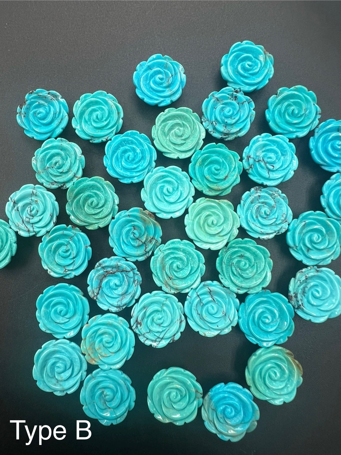 Turquoise Rose Loose Piece 16mm (Back Half Drilled)