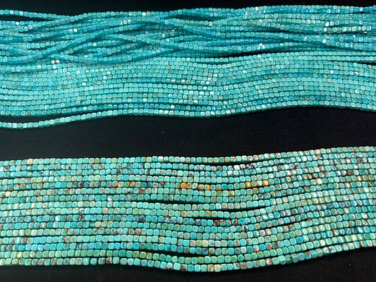Natural Turquoise Square Cube Bead 4mm