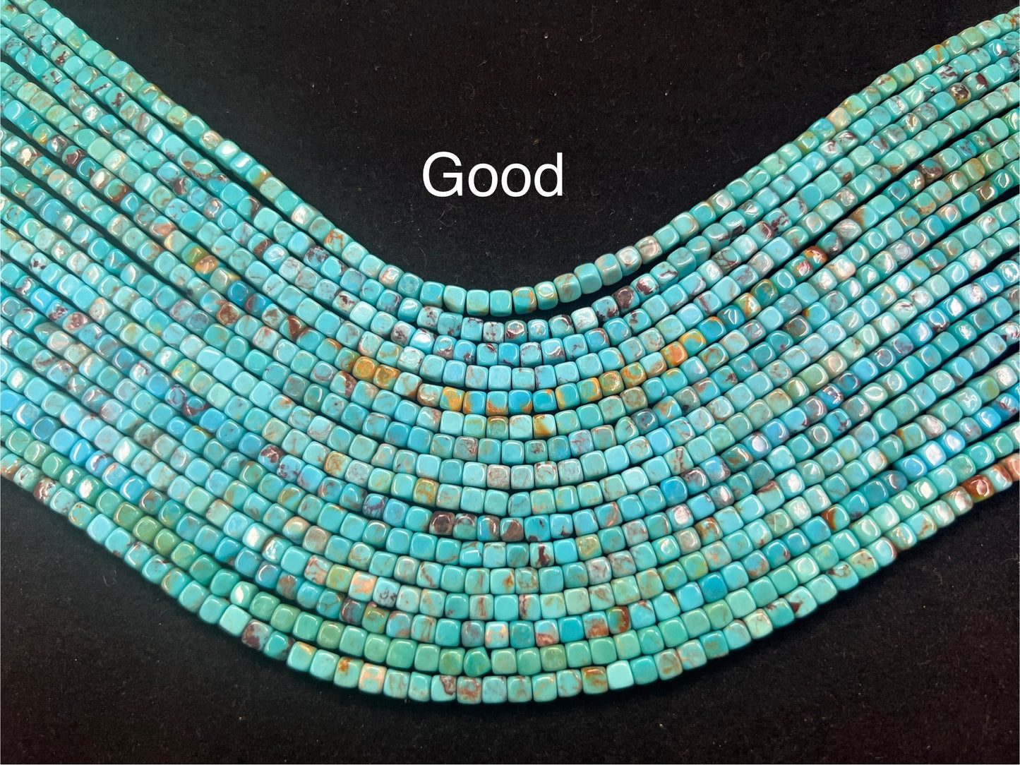 Natural Turquoise Square Cube Bead 4mm