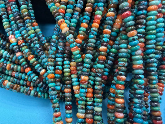 Turquoise / Spiny Oyster Roundelle Beads 4mm