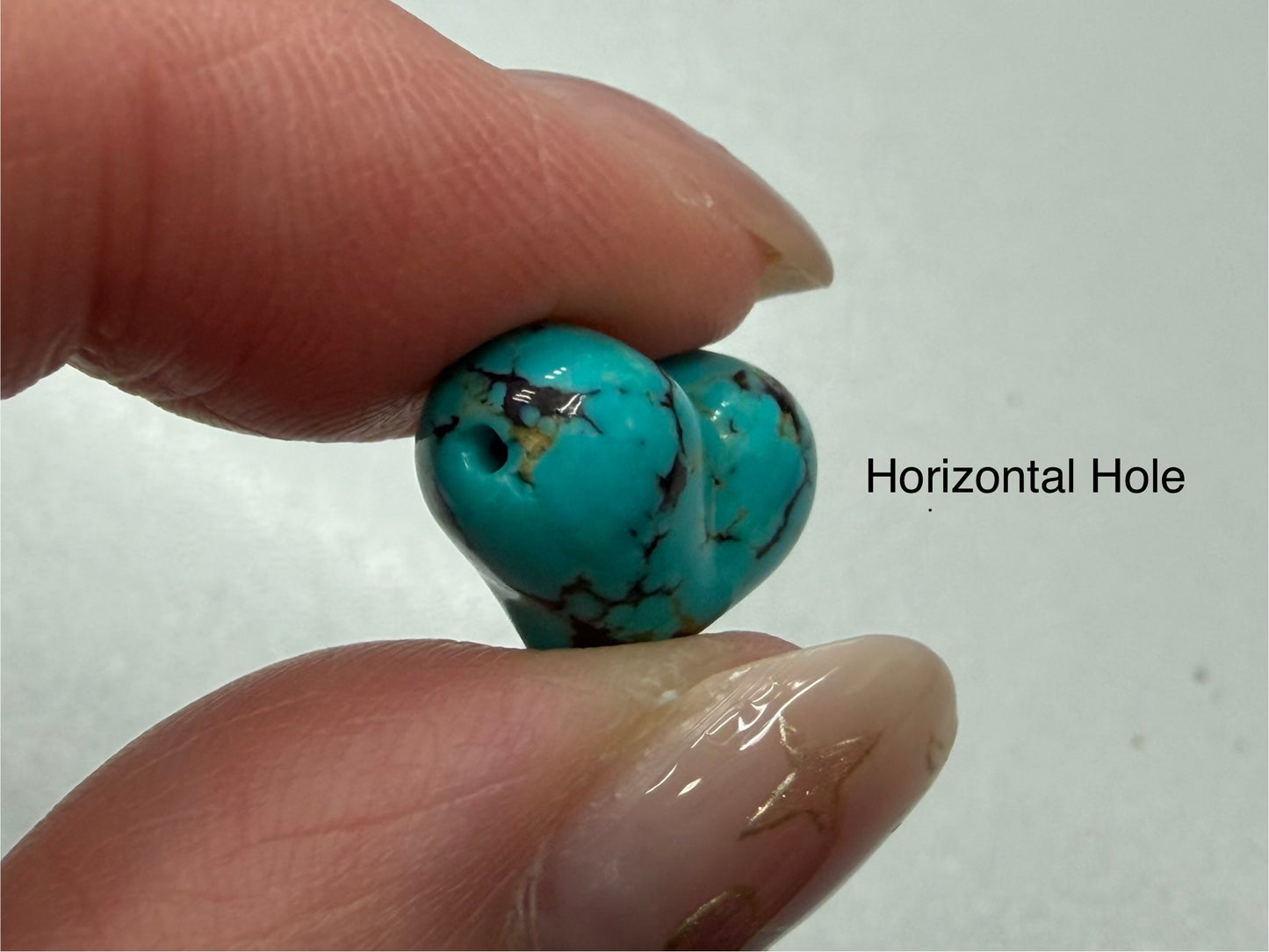 Turquoise Puff Heart Loose Piece 10mm 12mm 15mm (Horizontal Hole)