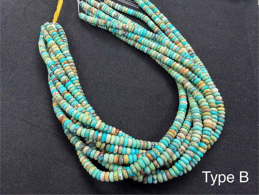 Natural Turquoise Rondel Bead 6mm
