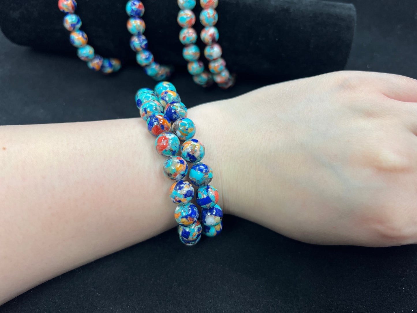 Turquoise x Spiny Oyster Shell Bracelet Round Beads 10mm