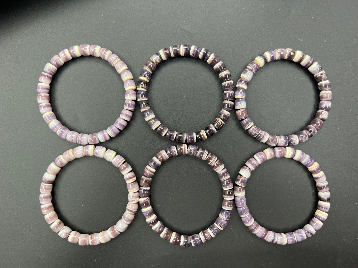 Wampum Cylinder Beads Bracelet 7x8mm
