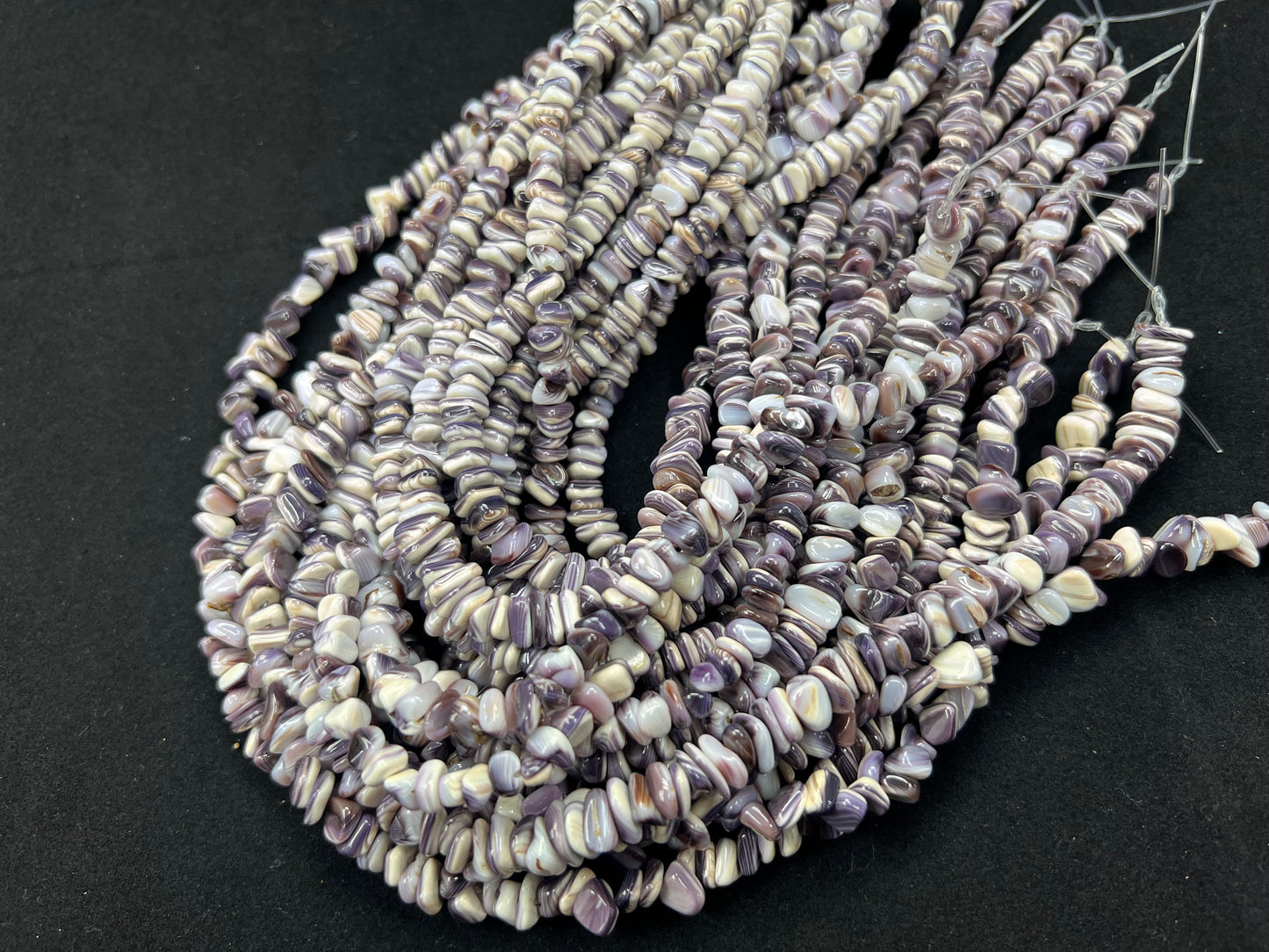 Natural Wampum Irregular Chips Strand