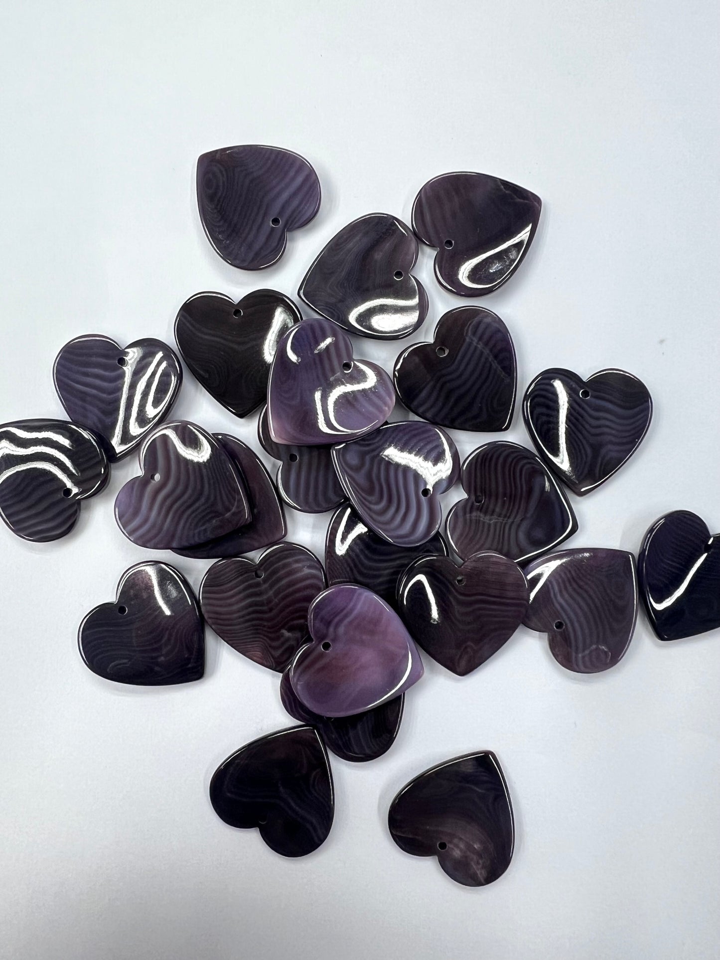 Top Quality Wampum Quahog Shell Purple Heart Shape Loose Piece 25~35mm