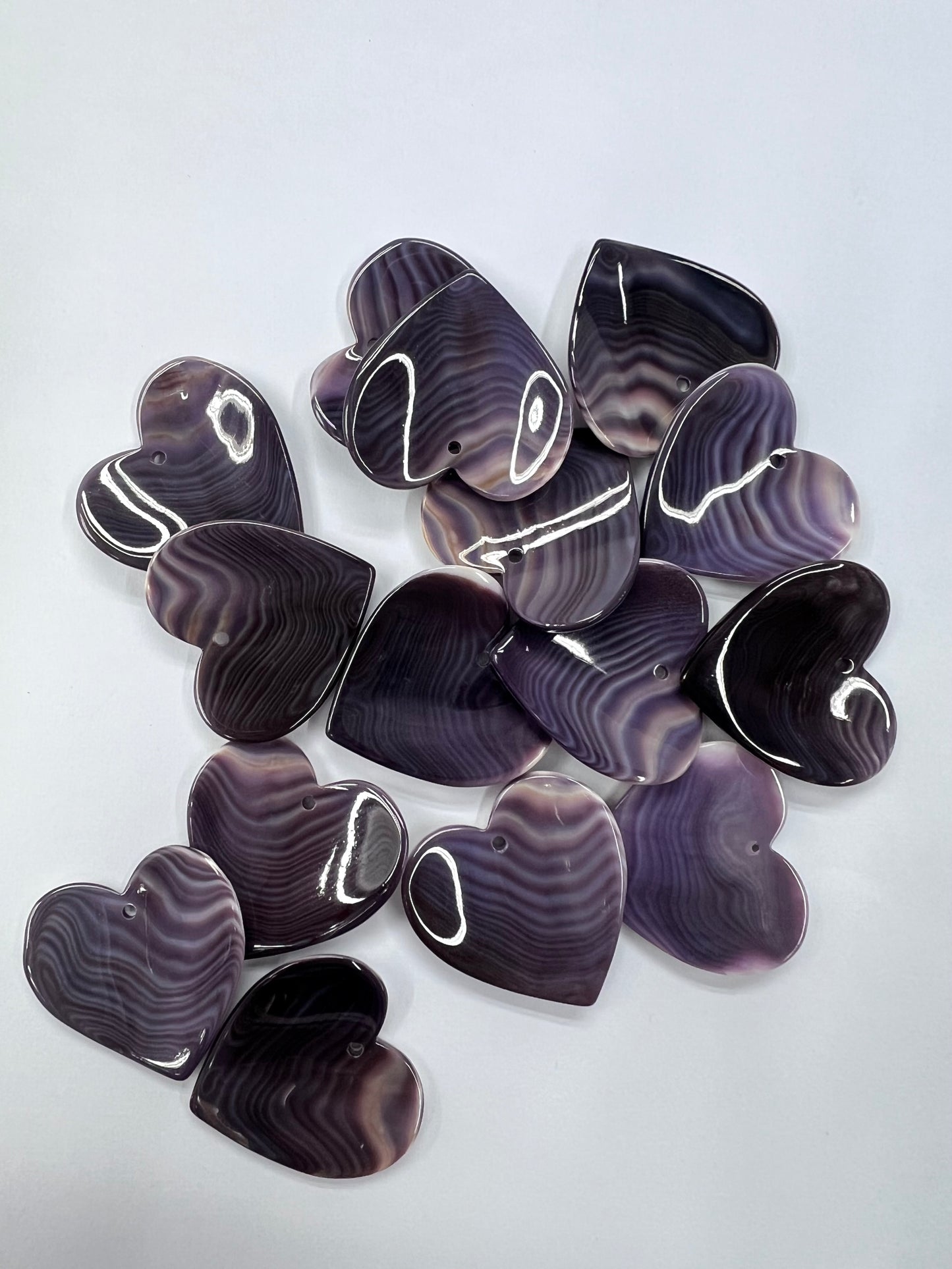 Top Quality Wampum Quahog Shell Purple Heart Shape Loose Piece 25~35mm