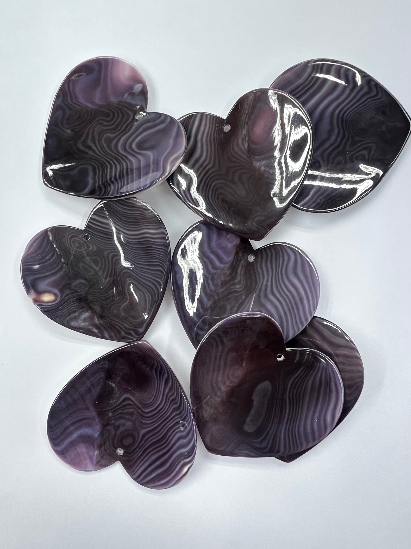 Top Quality Wampum Quahog Shell Purple Heart Shape Loose Piece 25~35mm