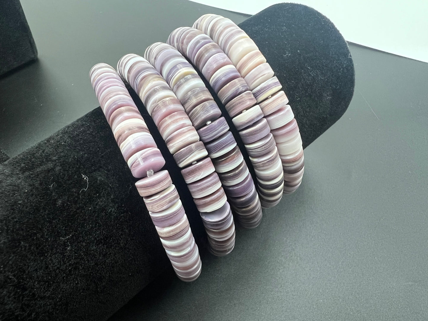 (Matt) Wampum Heishi Beads Bracelet 8x3.5mm