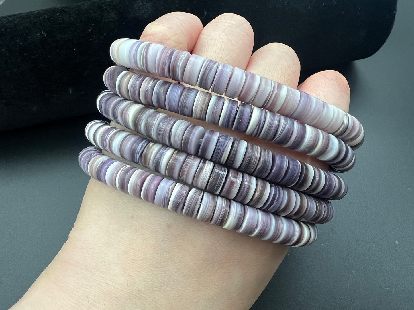 (Matt) Wampum Heishi Beads Bracelet 8x3.5mm