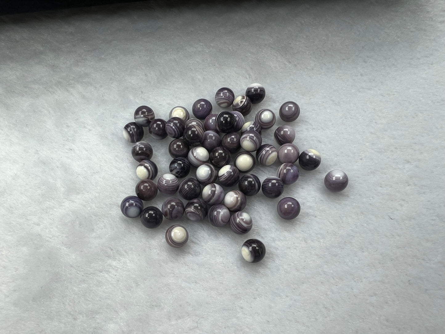 Natural Wampum Purple Round Bead Loose Piece 6mm (No Hole)