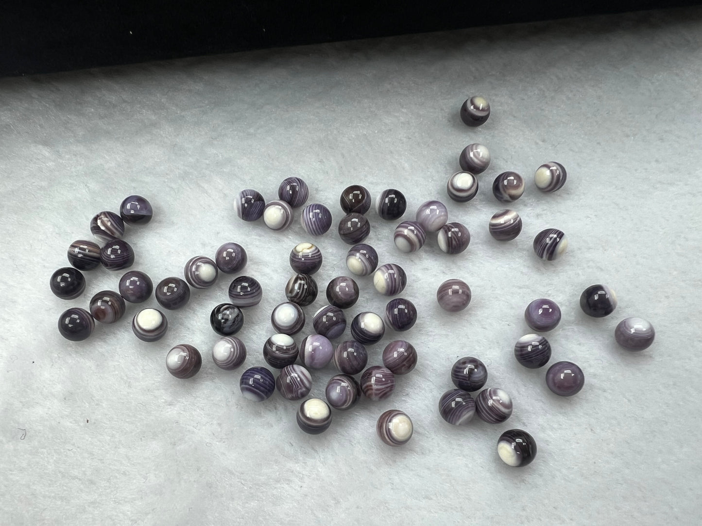 Natural Wampum Purple Round Bead Loose Piece 6mm (No Hole)