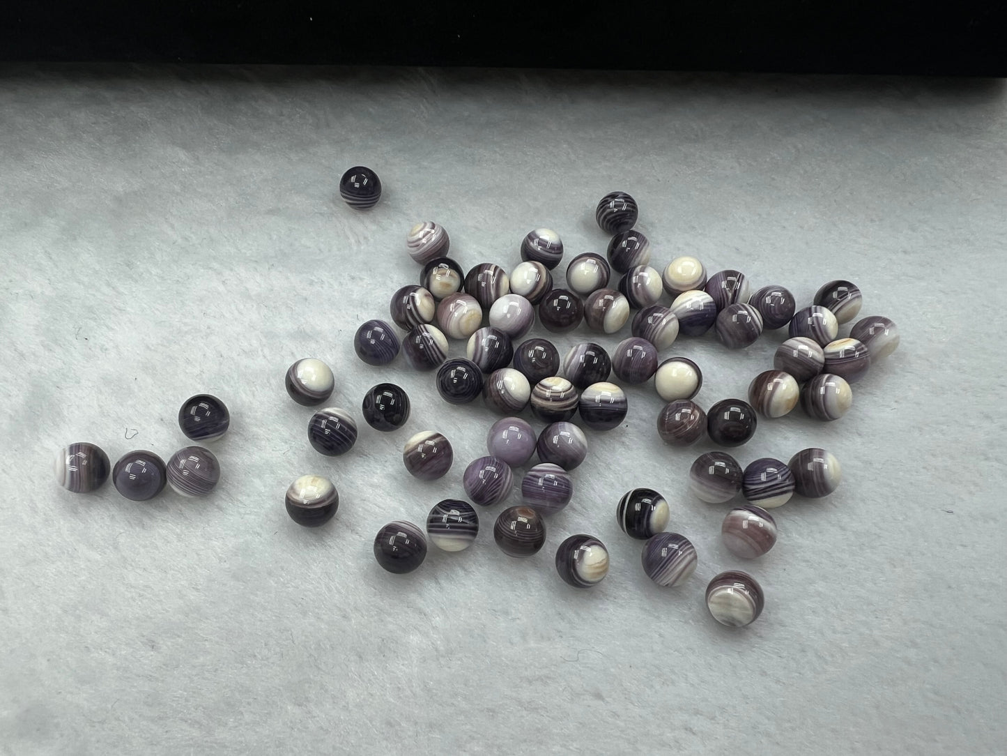 Natural Wampum Purple Round Bead Loose Piece 7mm (No Hole)