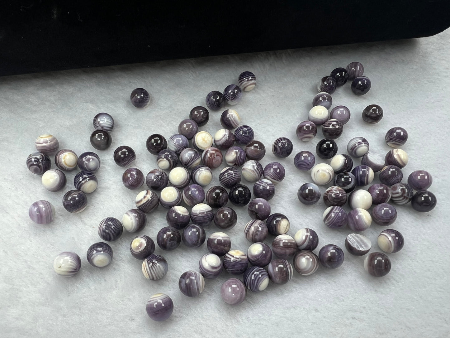 Natural Wampum Purple Round Bead Loose Piece 8mm (No Hole)
