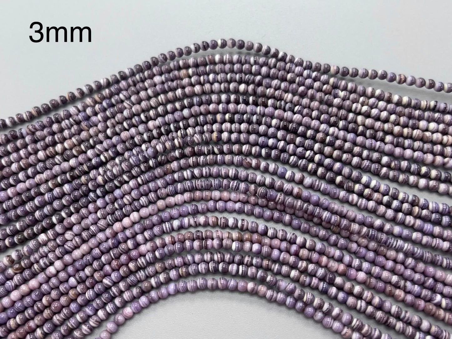 Natural Wampum Quahog Shell Round Bead - 3-8mm