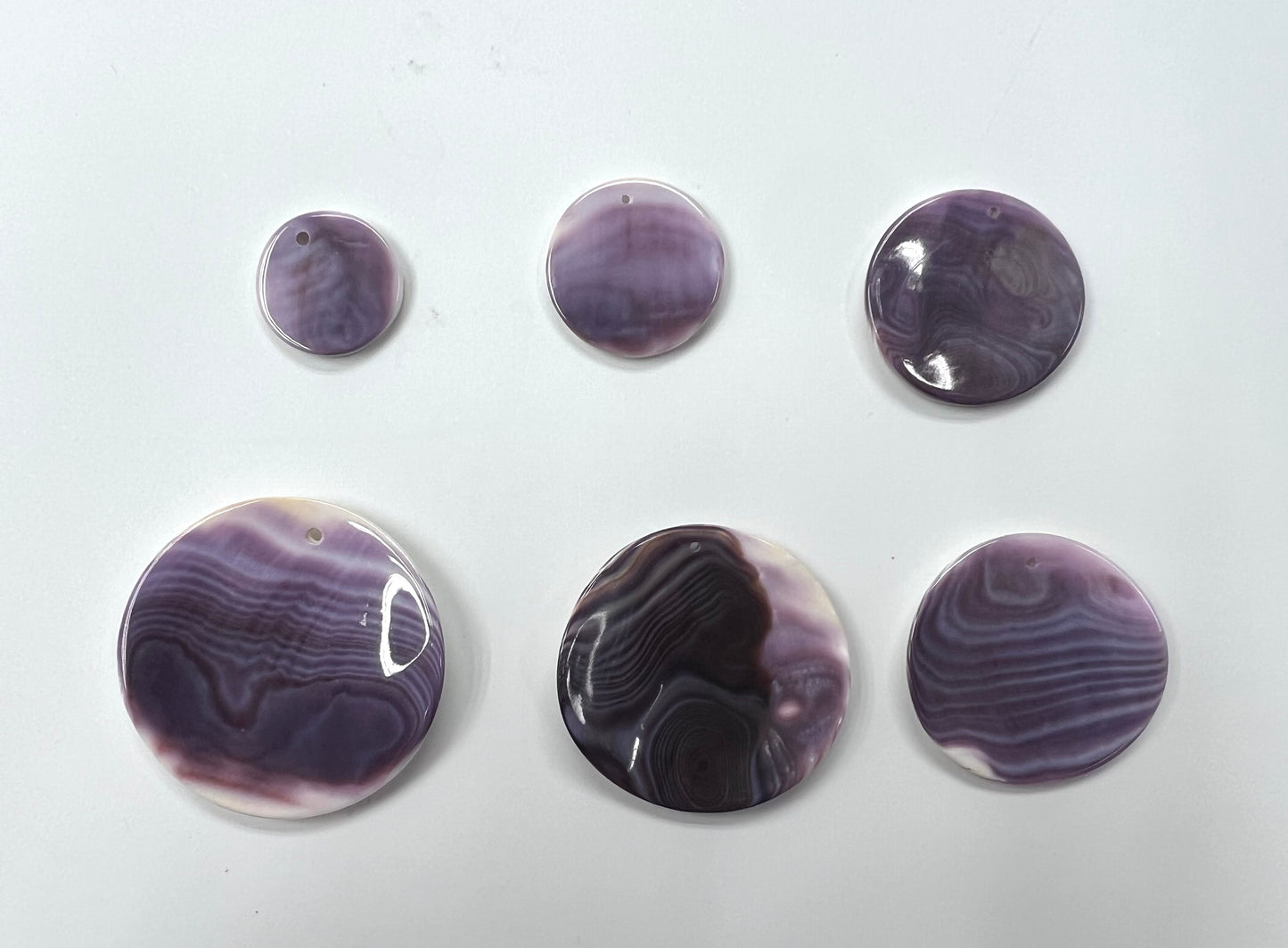 Natural Wampum Quahog Shell Purple Round Shape Loose Piece 20~50mm