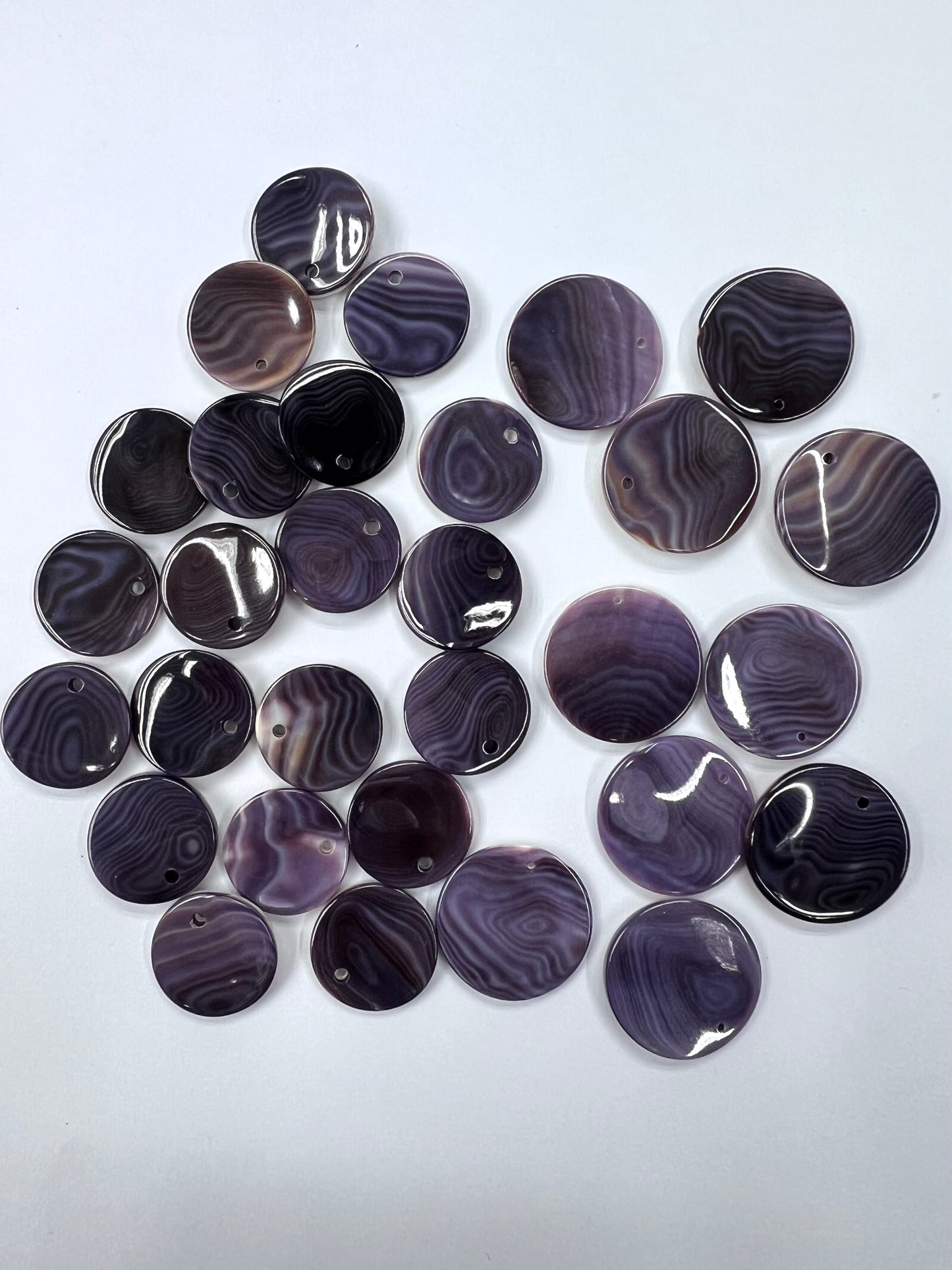 Top Quality Wampum Quahog Shell Purple Round Shape Loose Piece 20~50mm