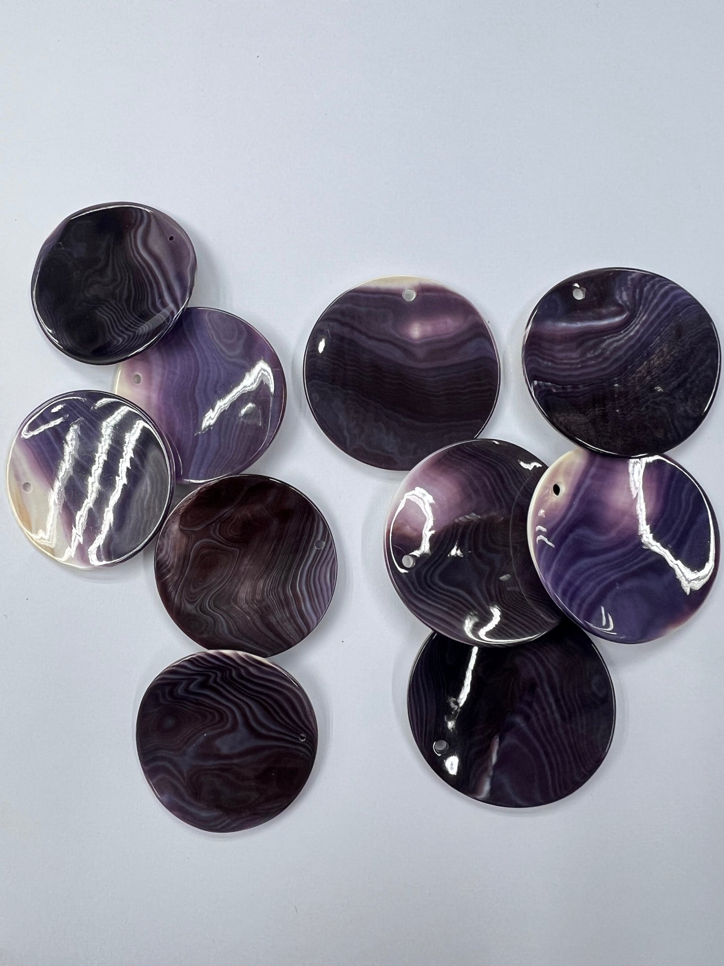 Top Quality Wampum Quahog Shell Purple Round Shape Loose Piece 20~50mm