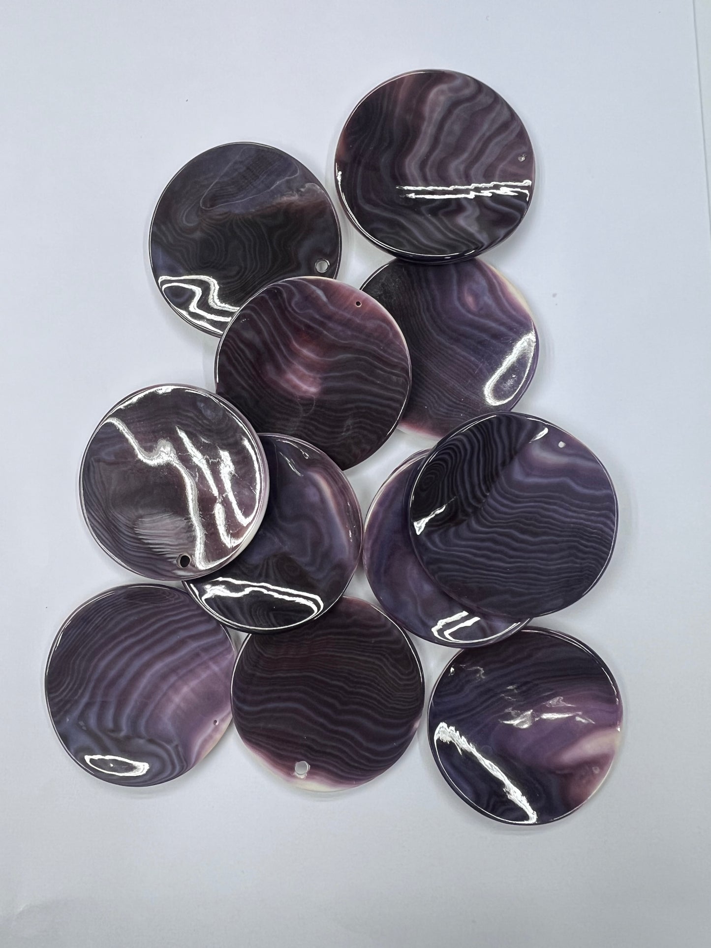 Top Quality Wampum Quahog Shell Purple Round Shape Loose Piece 20~50mm