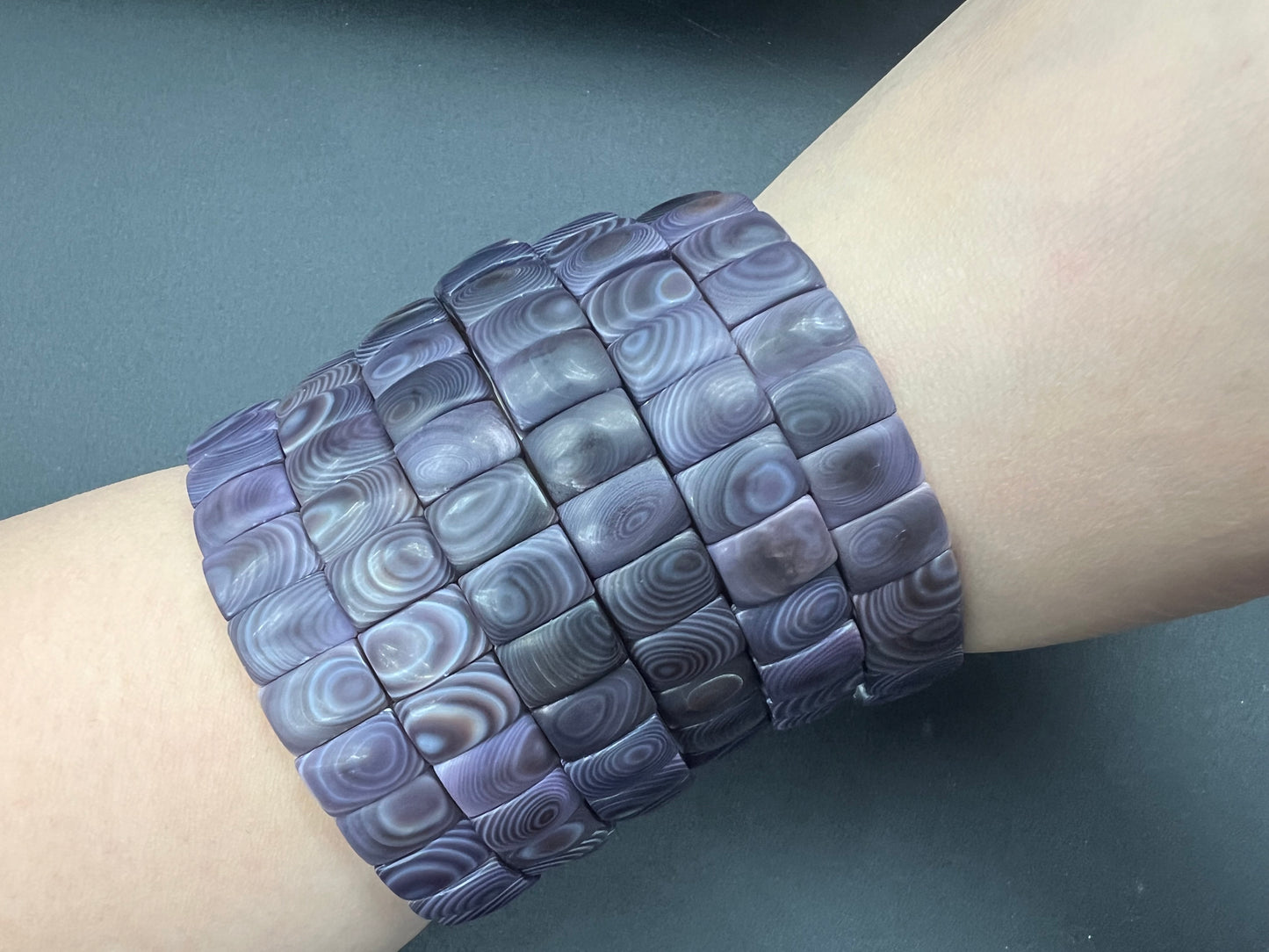 (Matt) Wampum Rectangle Bracelet 7x10mm