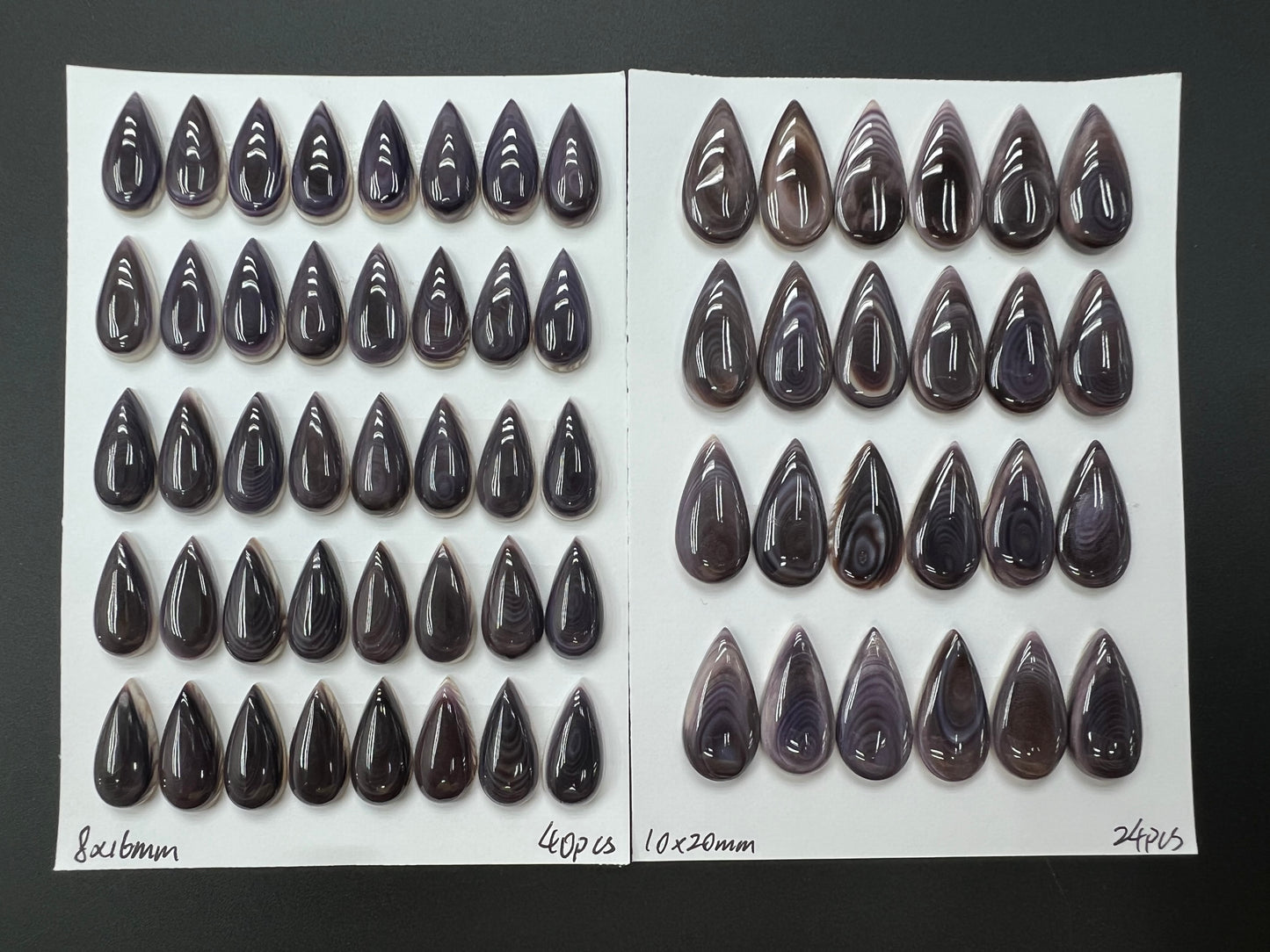 Natural Wampum Teardrop Cab 8x16mm - 10x20mm
