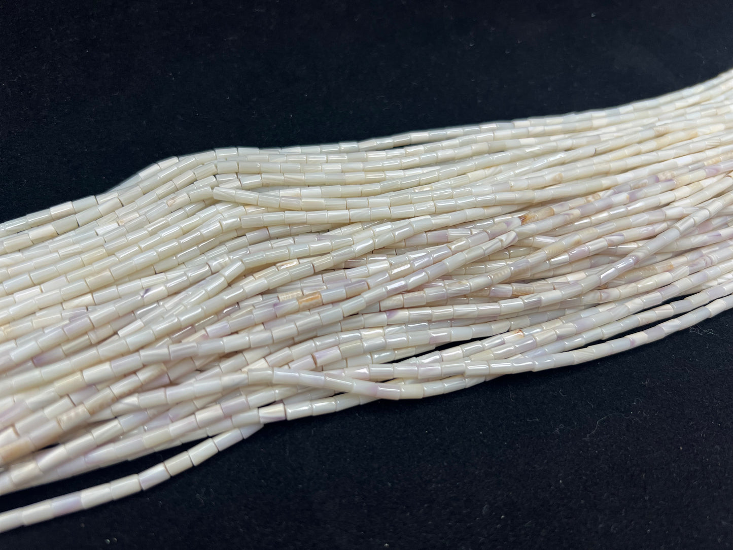 Beige Color Wampum Tube Beads 3x5mm - 4x8mm