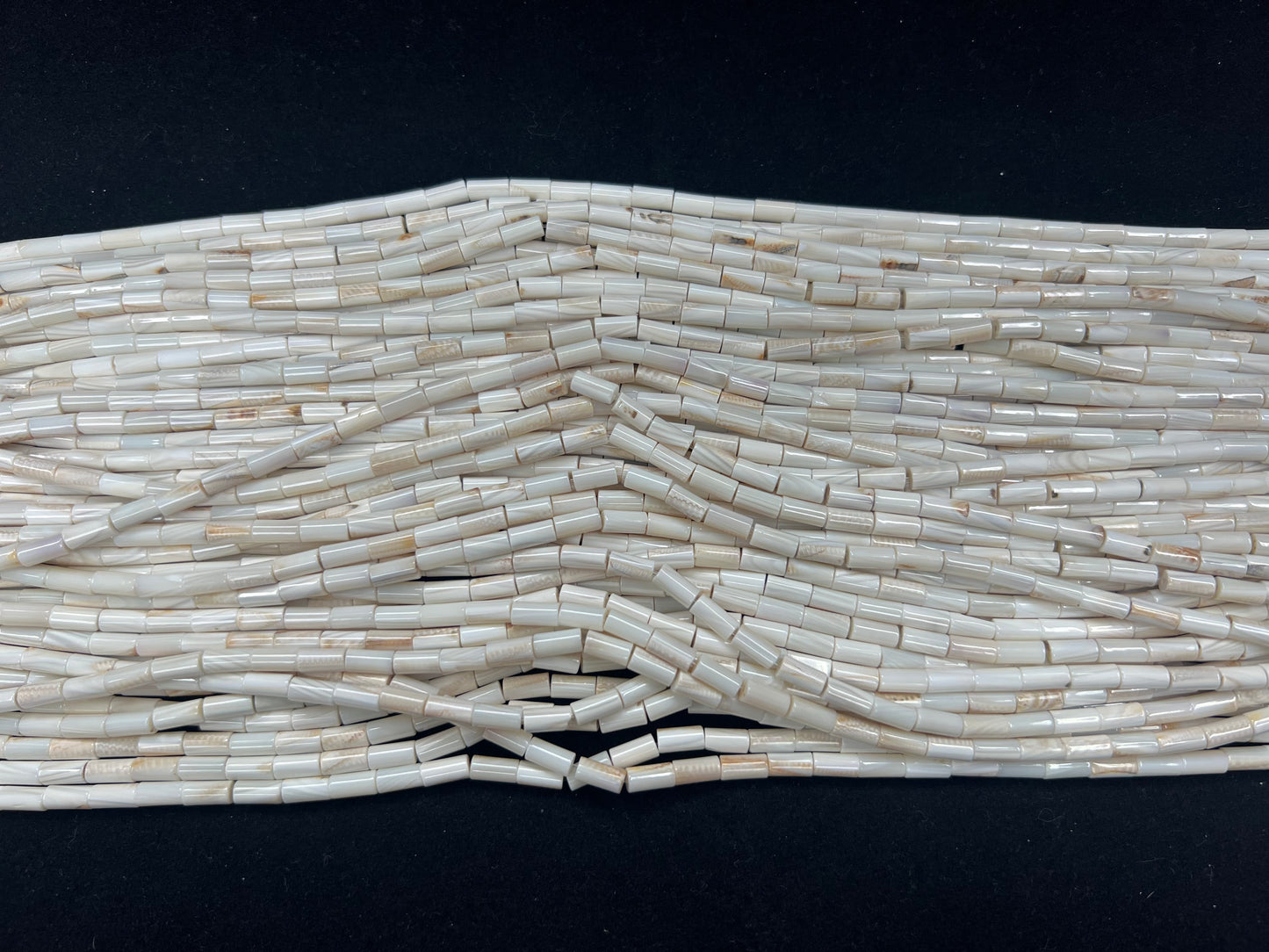 Beige Color Wampum Tube Beads 3x5mm - 4x8mm