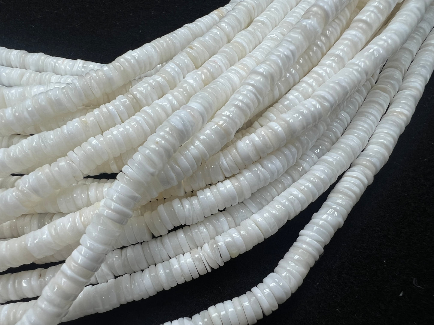 White Wampum Heishi Beads 2mm 4mm