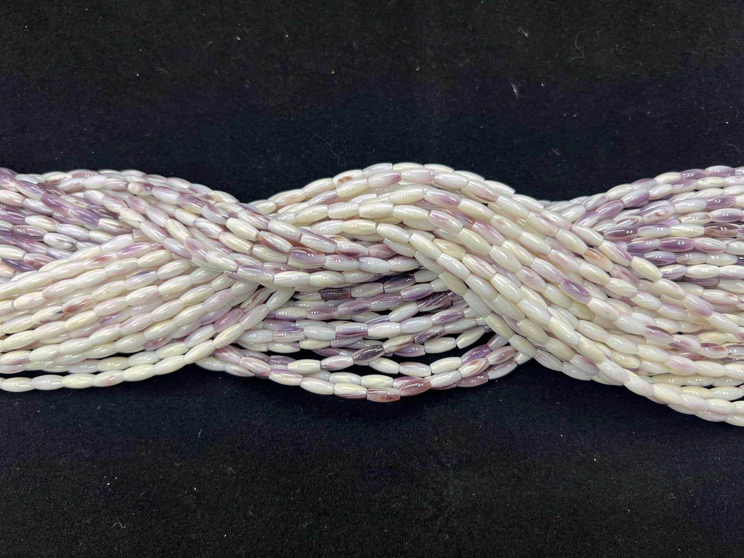 White Wampum Olive Beads 4x9mm