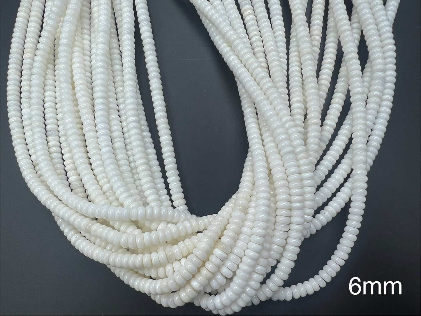 White Wampum Shell Rondelle Strand 6mm 8mm