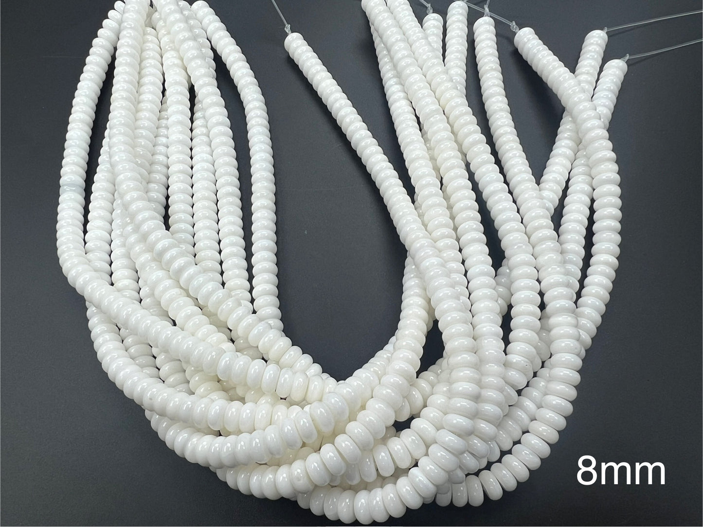 White Wampum Shell Rondelle Strand 6mm 8mm