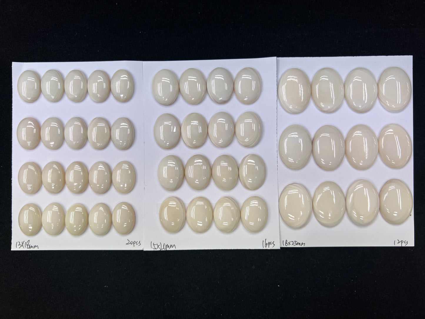 Natural White Wampum Oval Cab 13x18mm - 18x25mm
