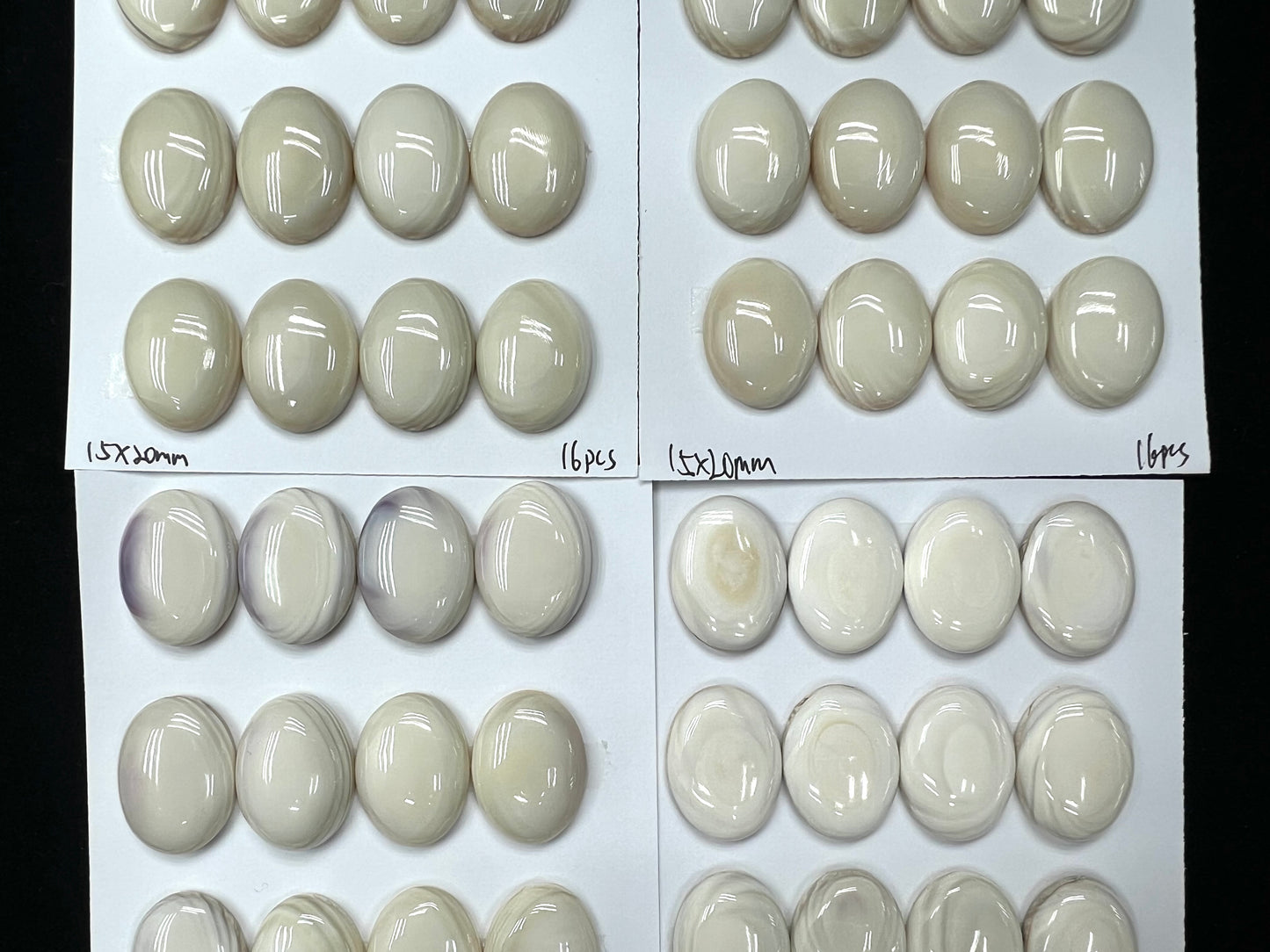 Natural White Wampum Oval Cab 13x18mm - 18x25mm