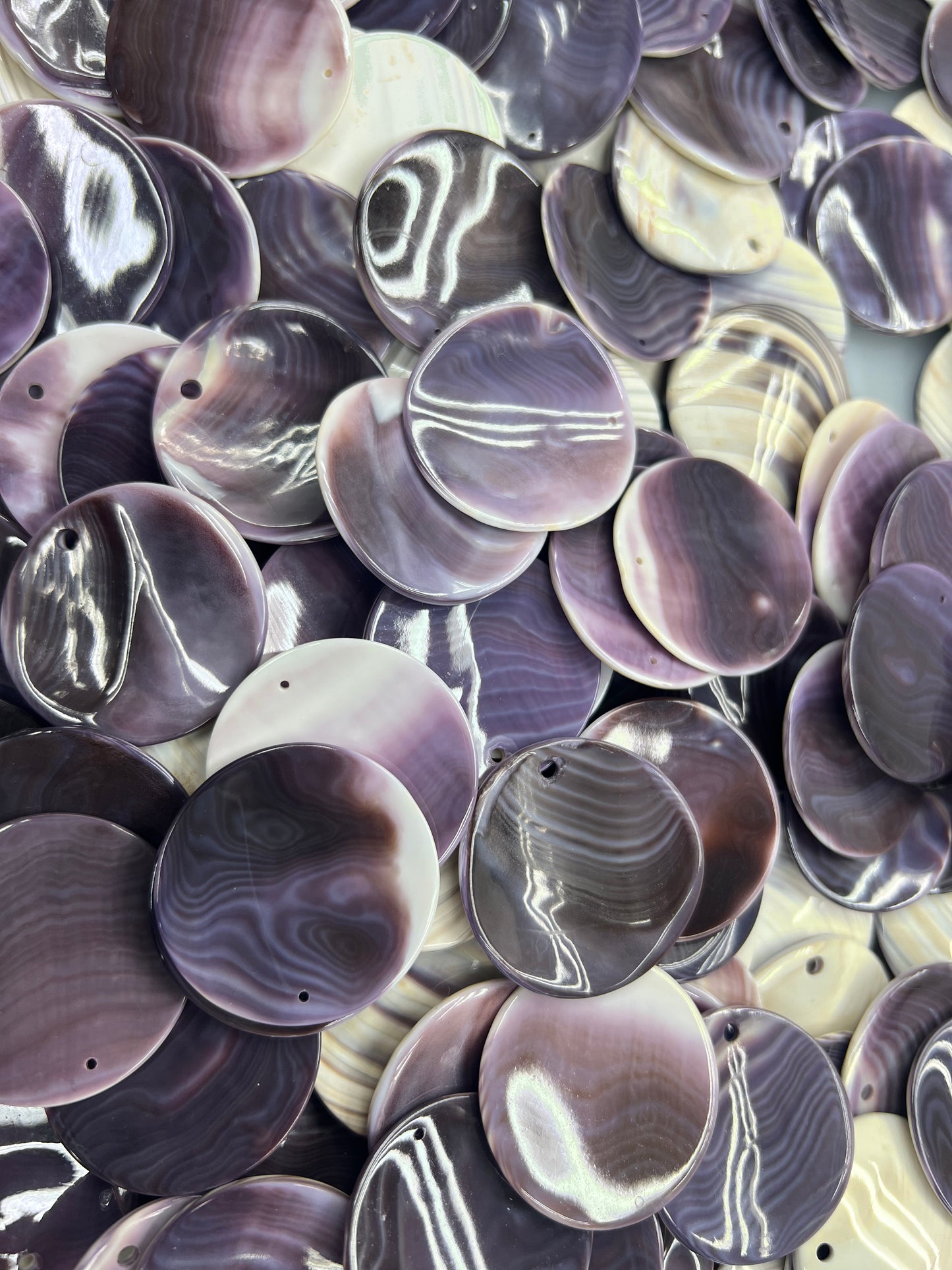(Wholesale) Natural Wampum Round Shape Loose Piece 35mm