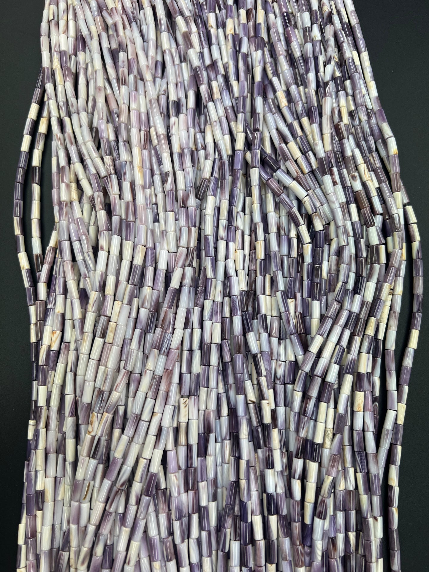 (Wholesale) Natural Wampum Tube Strand 4x8-9mm