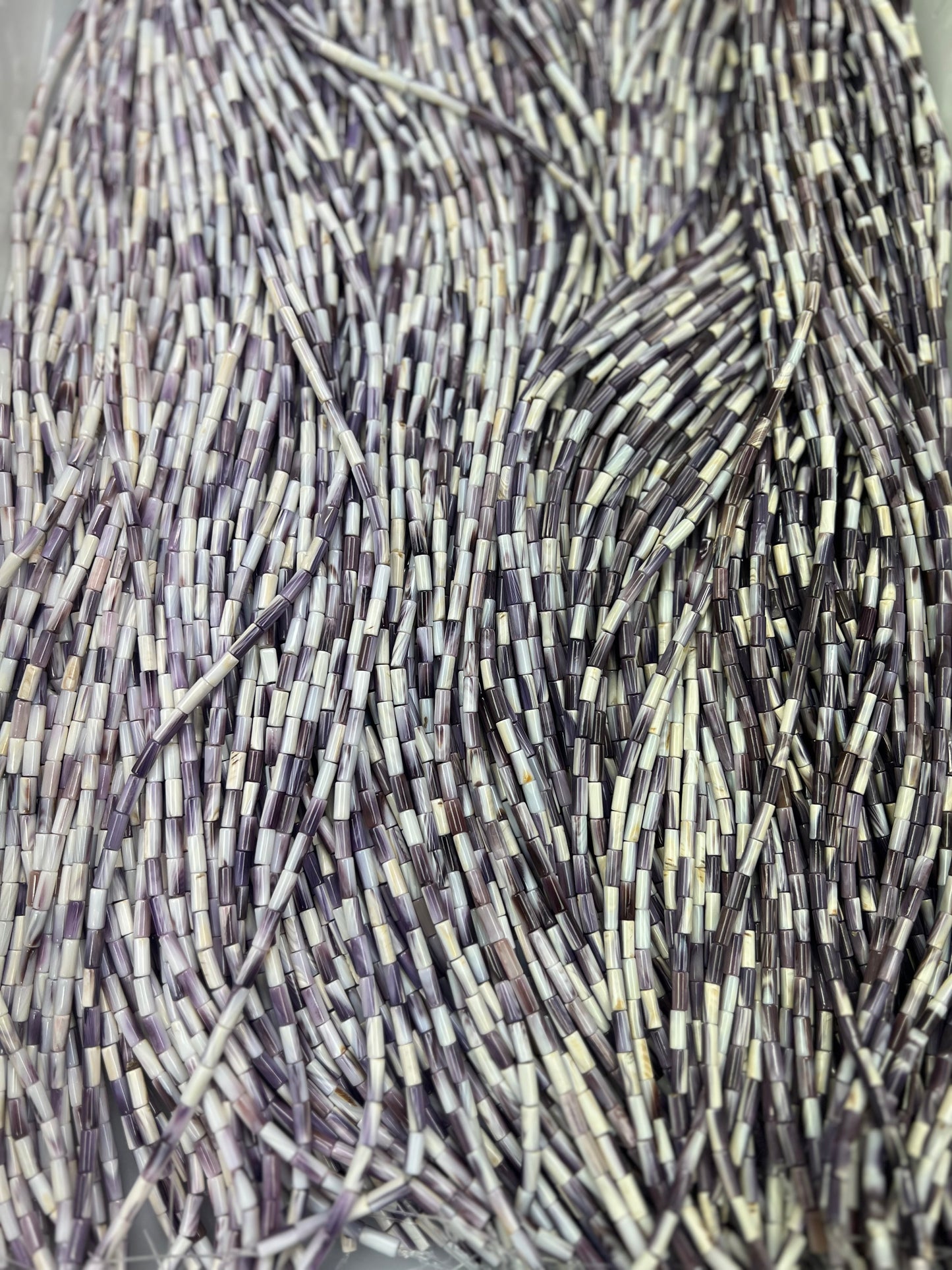 (Wholesale) Natural Wampum Tube Strand 4x8-9mm
