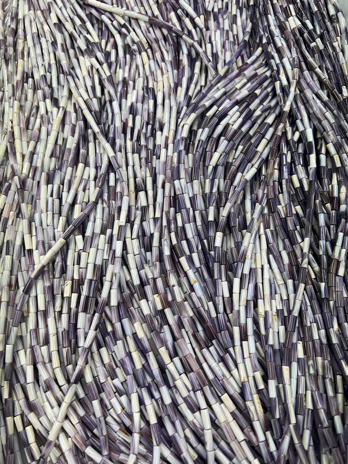 (Wholesale) Natural Wampum Tube Strand 4x8-9mm
