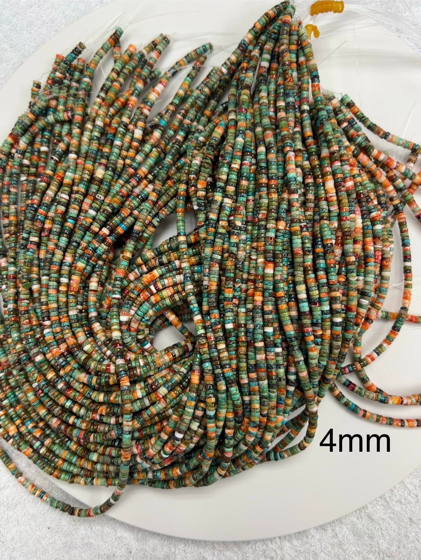 Natural Turquoise and Spiny Oyster Heishi Beads 3mm-10mm