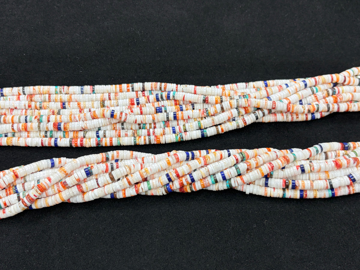 Natural Spiny Oyster with Turquoise Lapis Heishi Beads 3mm/4mm/6mm