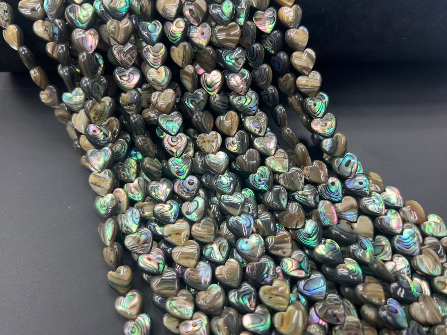 Abalone Shell Heart Beads Strand 10mm