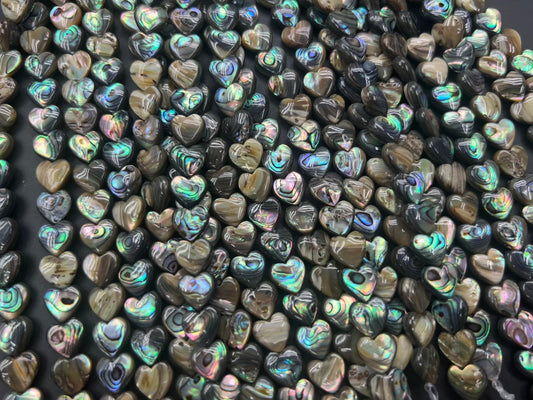 Abalone Shell Heart Beads Strand 10mm