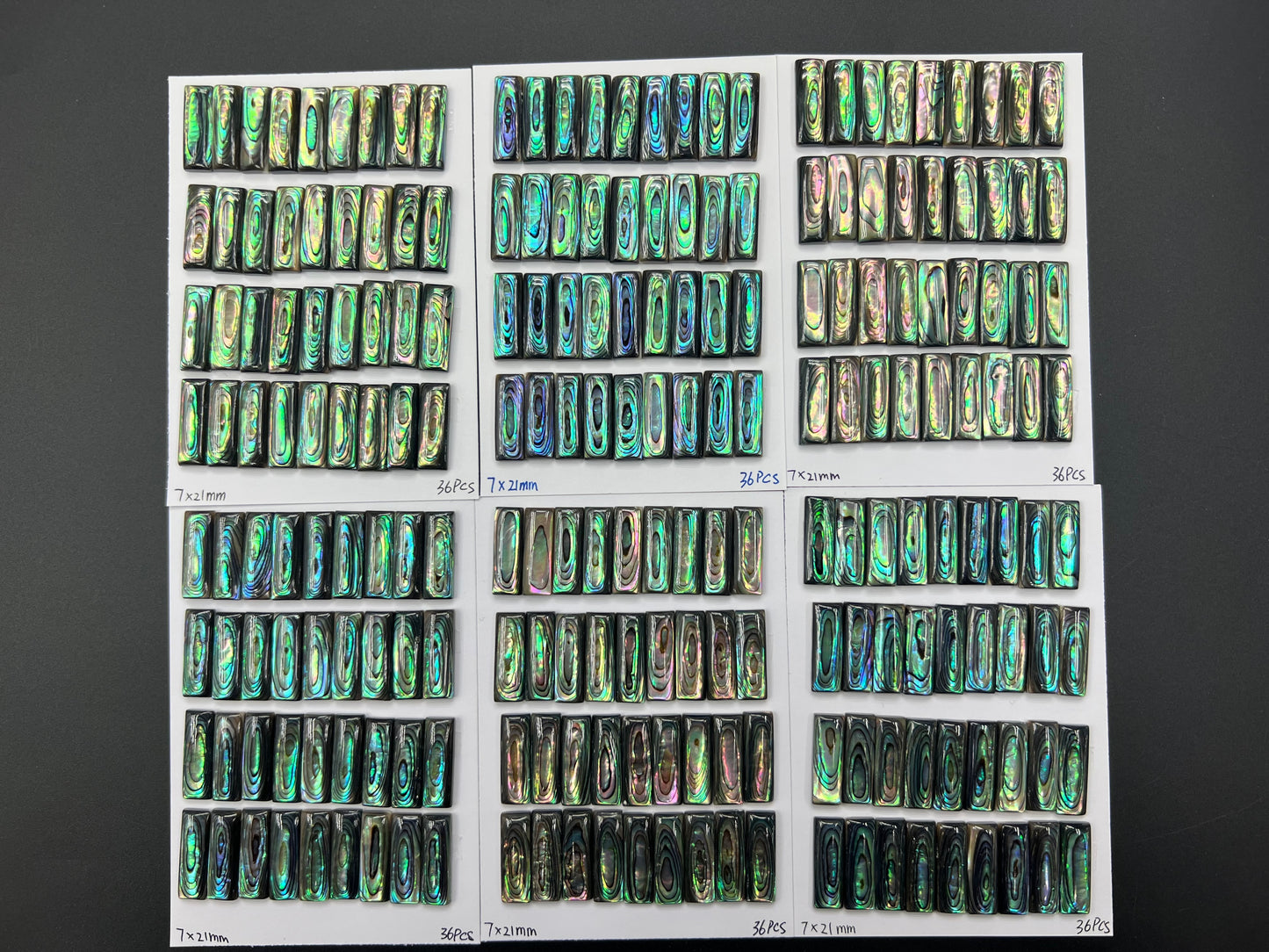 Natural Abalone Shell Rectangle Cab 7x21mm