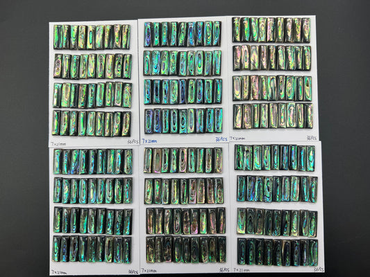 Natural Abalone Shell Rectangle Cab 7x21mm