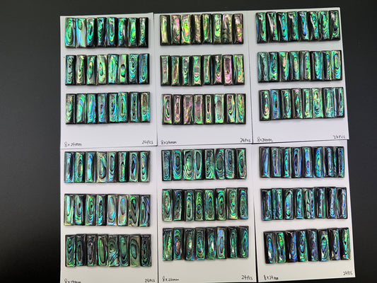 Natural Abalone Shell Rectangle Cab 8x24mm