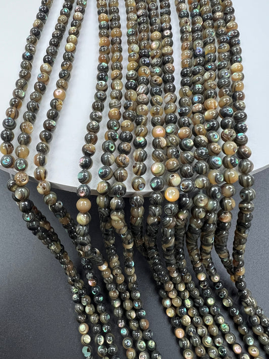 Abalone Shell Round Beads Strand 4mm