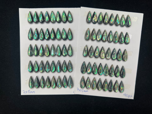 Natural Abalone Shell Teardrop Cab 7x15mm - 10x14mm