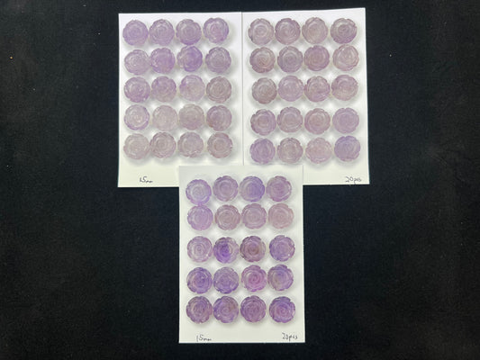 Amethyst Rose Loose Piece 15mm (Back Half Drilled)