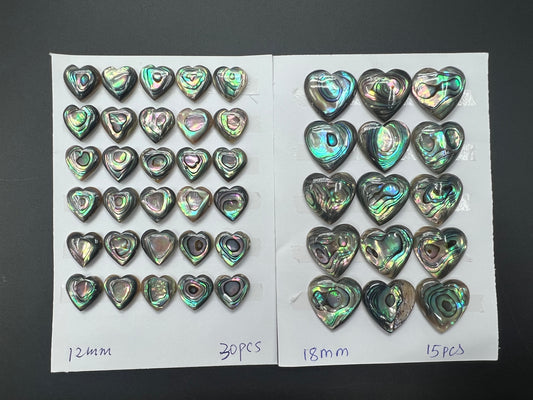 Natural Abalone Shell Heart Cab 12mm 18mm