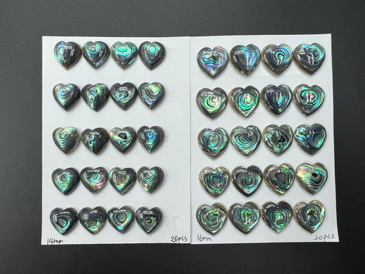 Natural Abalone Shell Heart Cab 14mm 16mm